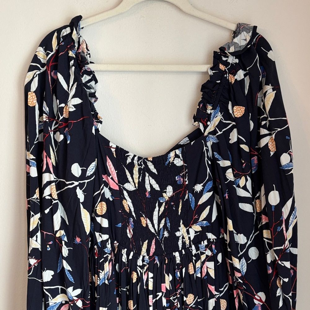 Elf Balielf Floriana Long Sleeve Midi Dress navy bell long sleeve Dress women M - Picture 12 of 16